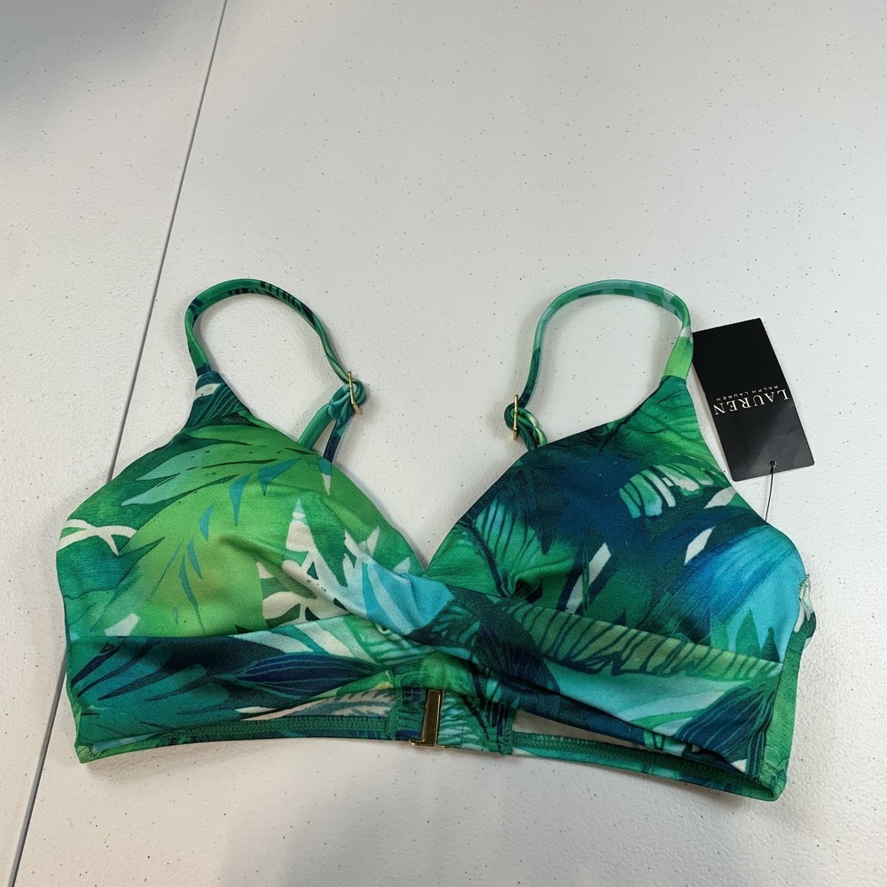 Lauren Ralph Lauren Swim Bikini Top 6 Cartago Palms Twist Tropical Underwire